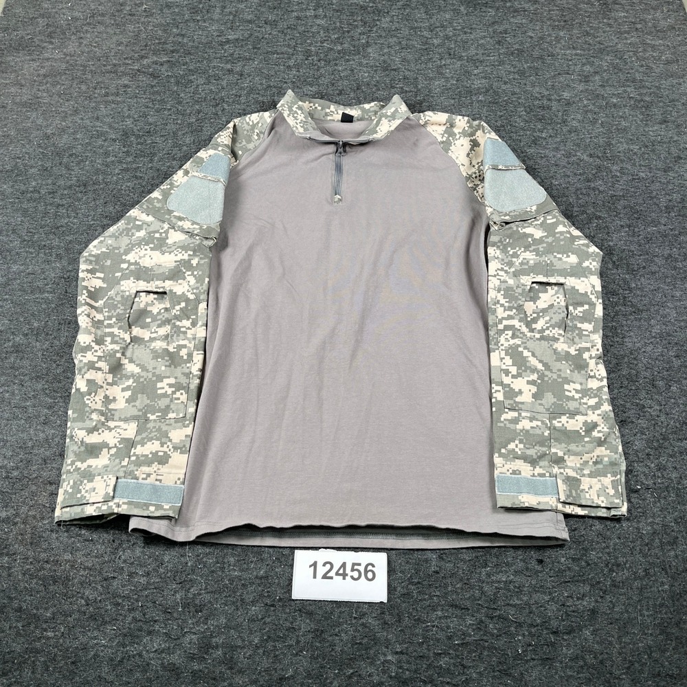 Helikon Tex Combat Shirt Mens Large Gray Camouflage Raglan Sleeve Mock Neck